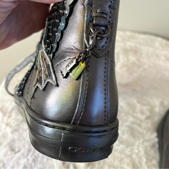 Coach Patch Sequined High Top Sneaker Gun Metal  MSRP: $395.00 - Picture 6 of 9